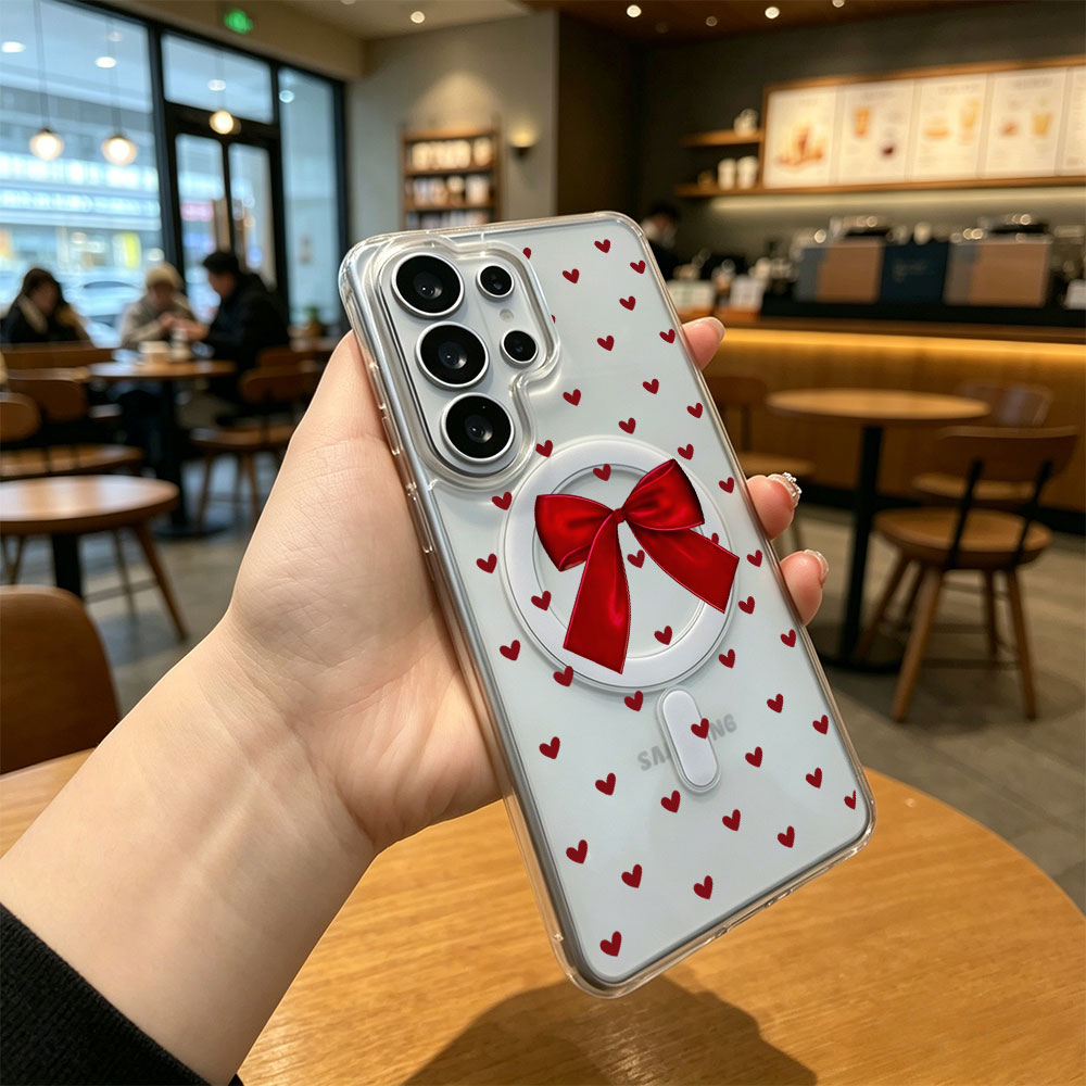Phone Accessories Red - Clear Magnetic Phone Case for Samsung