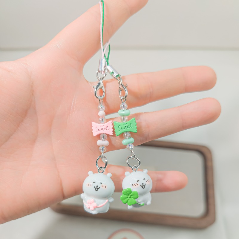 Phone Accessories Crochet - Cute Beaded Phone Strap Pink Green