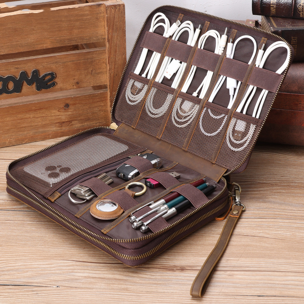 Phone Accessories In China - Full Grain Leather Travel Cable Accessories