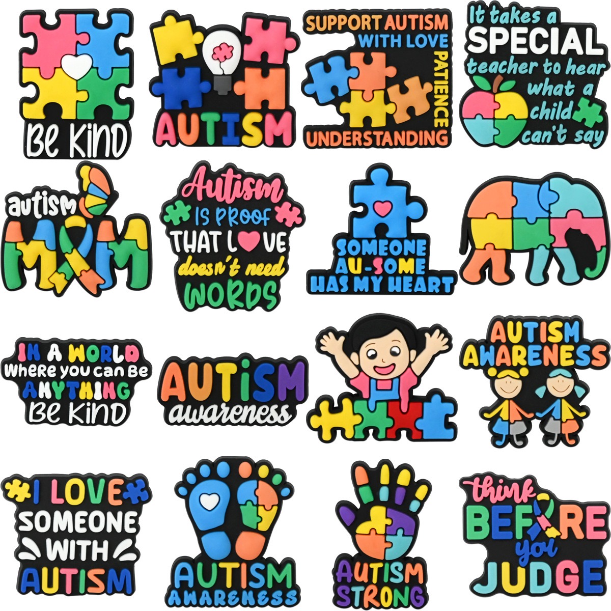 Phone Accessories Wholesale - 16-50Pcs Wholesale Autism Awareness PVC Shoe