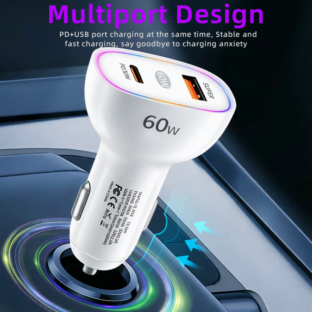Dual Port 60W Car Charger USB  - Usb C Hub ulasan dan harga