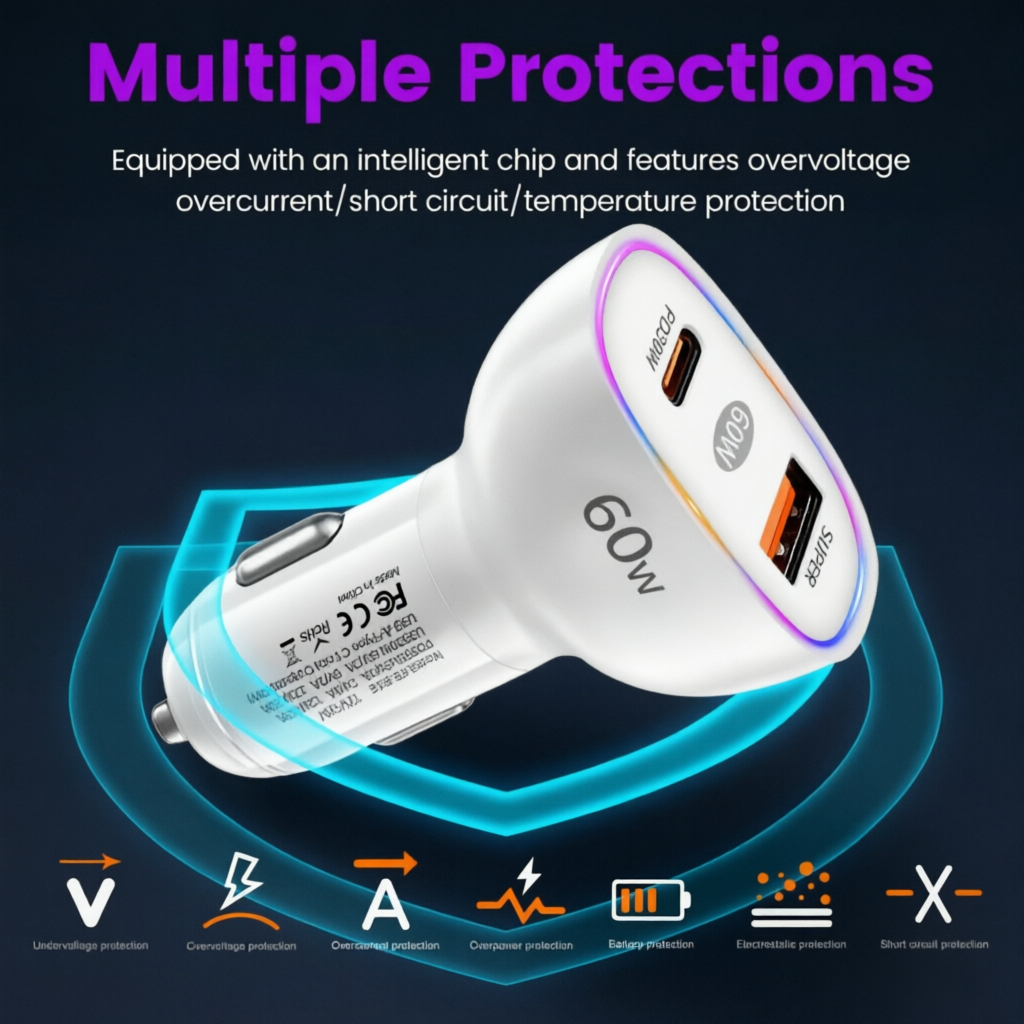 Dual Port 60W Car Charger USB  - Usb C Hub ulasan dan harga