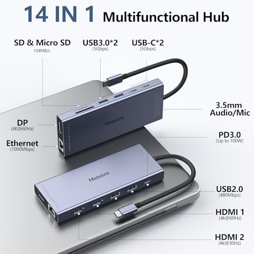 Portable USB C Hub with 14 Por - Usb C Hub ulasan dan harga