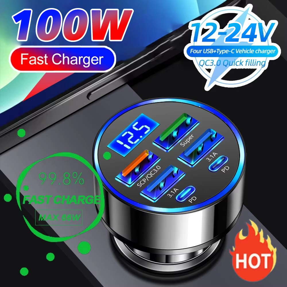 100W 6 Ports Fast Charging Car - Usb C Hub ulasan dan harga