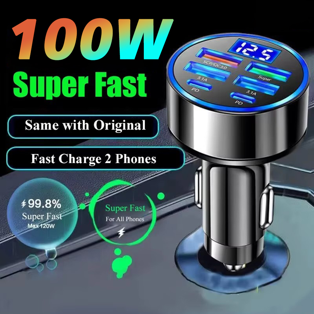 100W 6 Ports Fast Charging Car - Usb C Hub ulasan dan harga