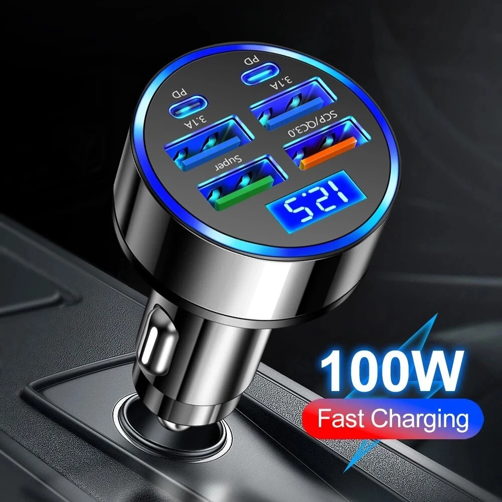 100W 6 Ports Fast Charging Car - Usb C Hub ulasan dan harga