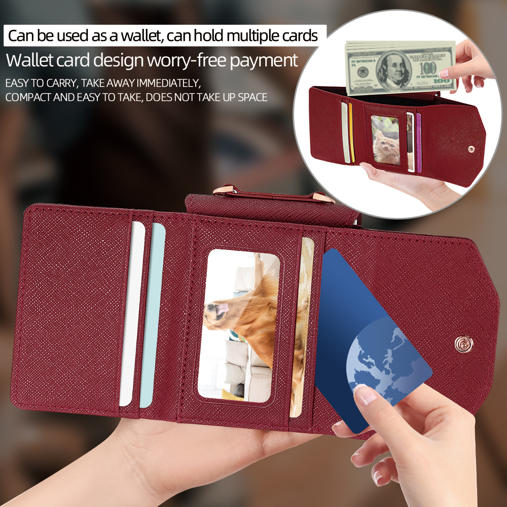 VIETAO Dark Red PU Leather Wal - Phone Accessories Red ulasan dan harga